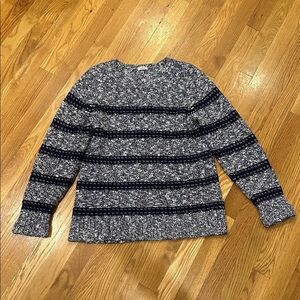 LL Bean Cotton Ragg Sweater Marled Stitch Stripe